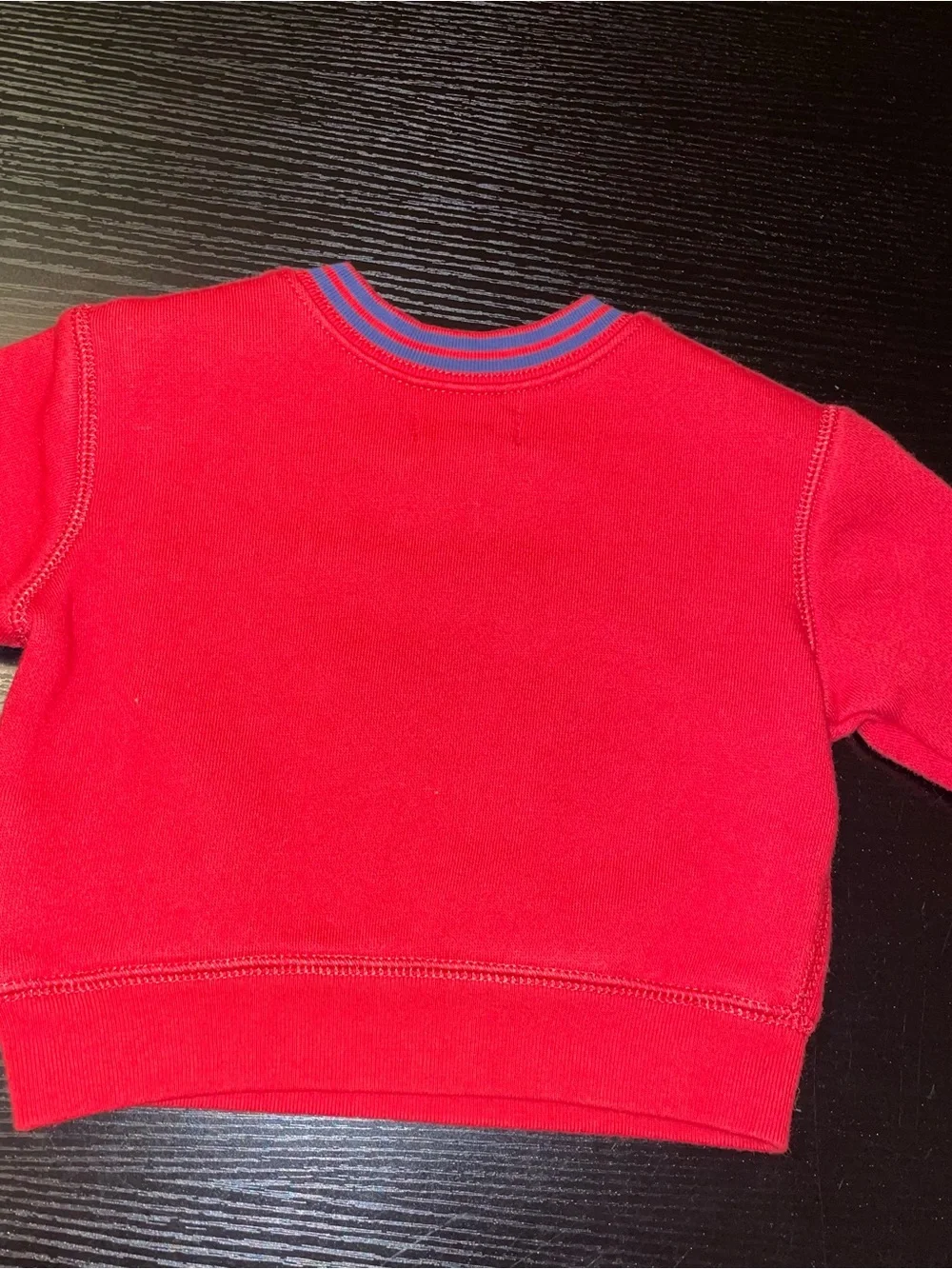 Ralph Lauren Red Crewneck Baby Sweatshirt with Blue Pony Accent